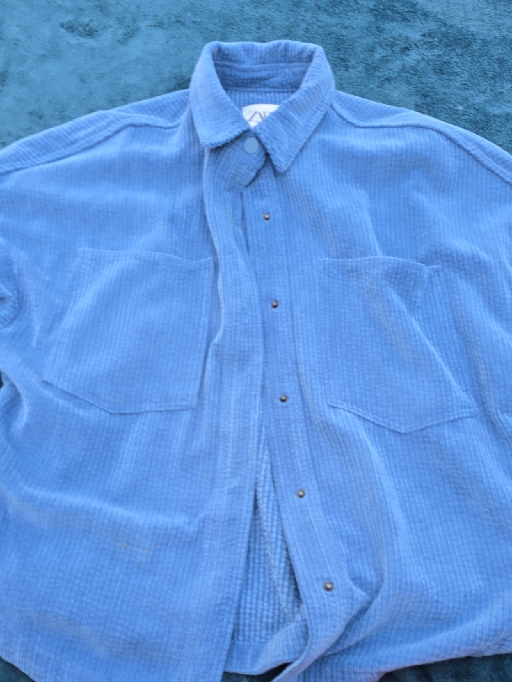 Zara Blue Corduroy Button-Up Shirt